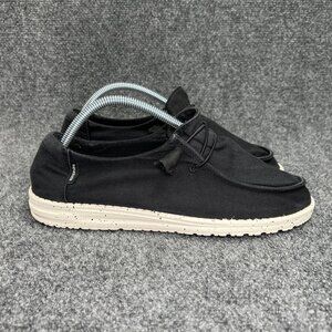 Hey Dude Wendy Shoes Women's Size 10 Black Canvas Slip On Comfort Loafer Sneaker
